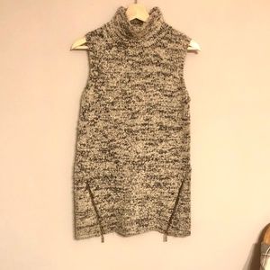 High Neck Sleeveless Tunic Sweater